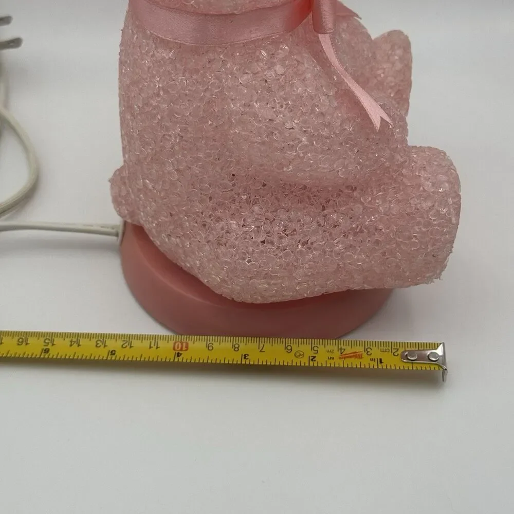 Vintage Y2K Melted Plastic Popcorn Pink Teddy Bear Lamp Night Light Coquette